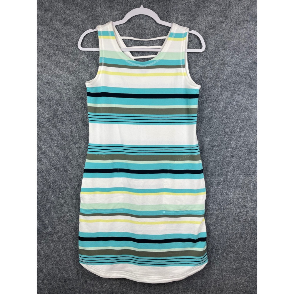 T by Talbots Ladder Back Stripe Tank Dress Women's XS White Blue Green